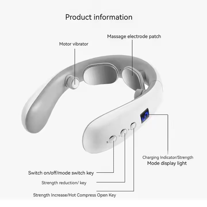 Draagbaar nekmassageapparaat met warmtefunctie
