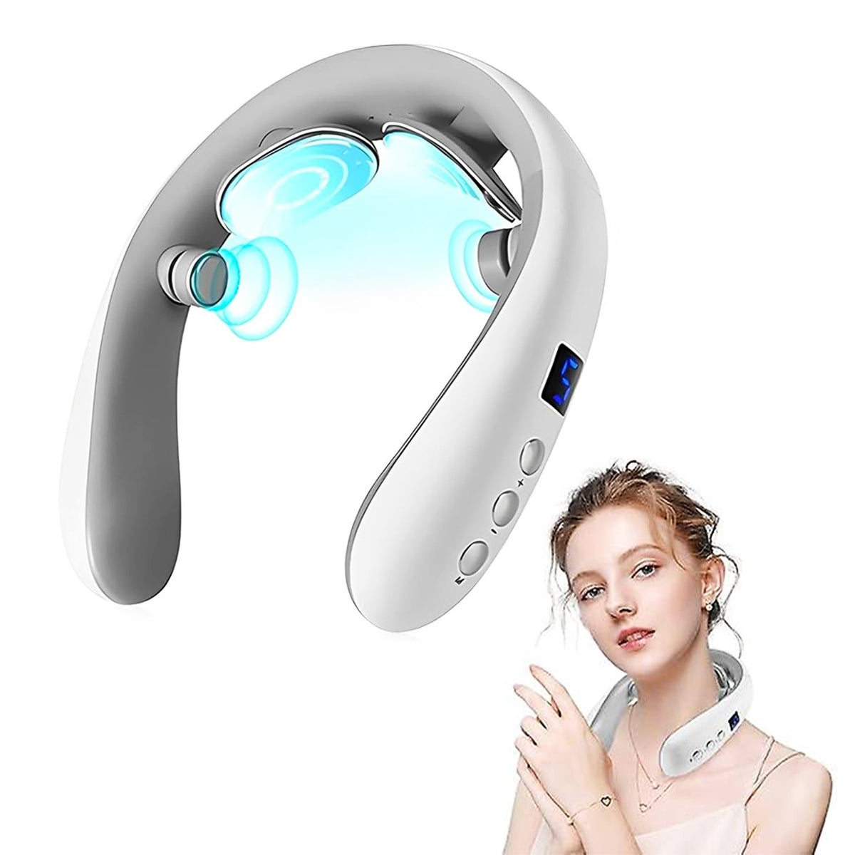 Draagbaar nekmassageapparaat met warmtefunctie